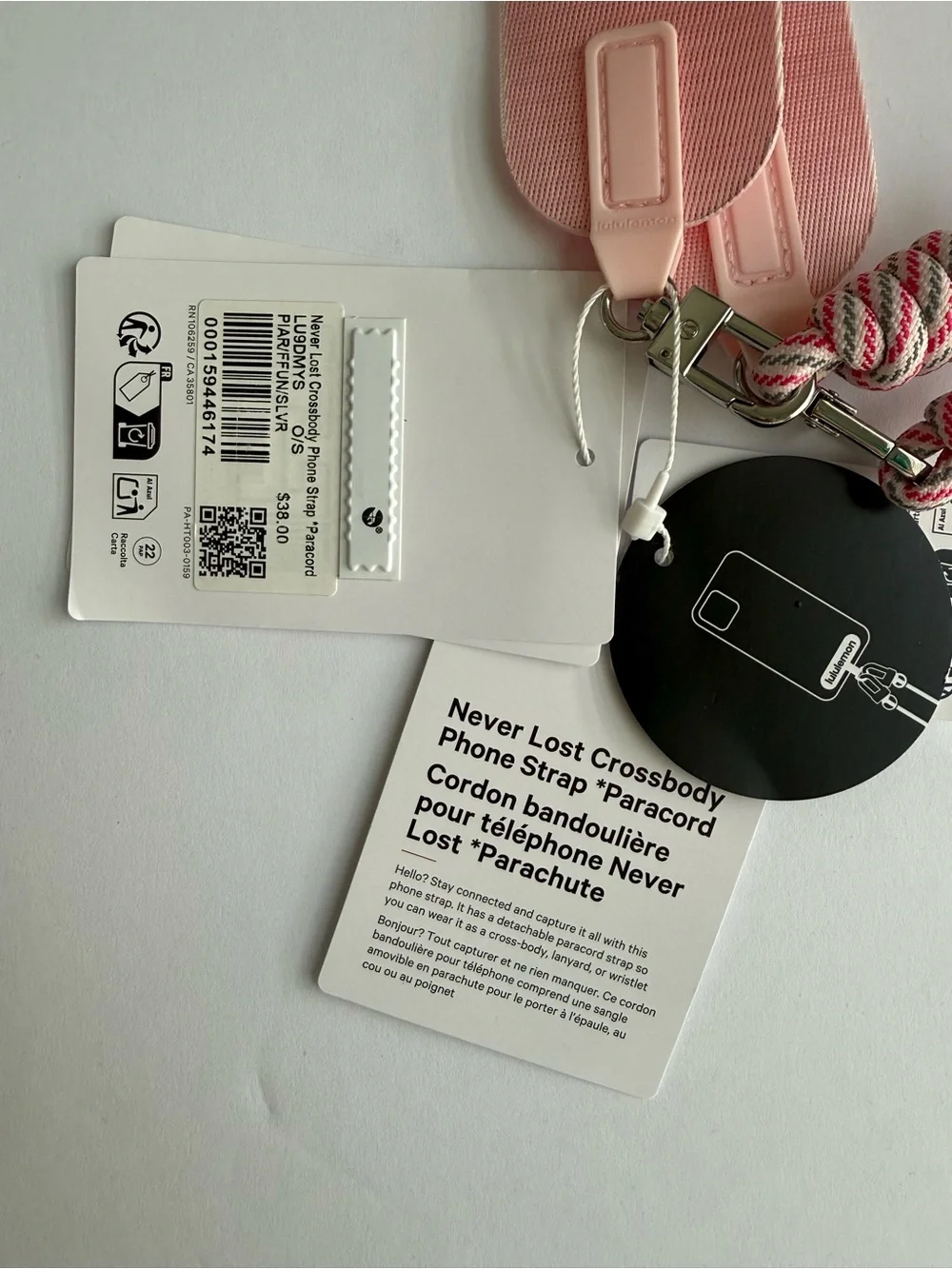 lululemon athletica Pink Never Lost Crossbody Phone Strap with Rope Detail